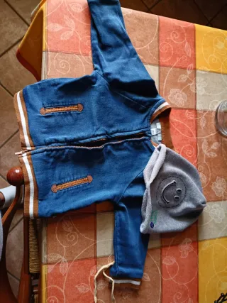 Giubbotto jeans + cappello bimbo 18 mesi