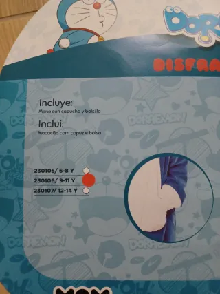Disfraz Doraemon Talla 9-11 años