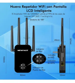 Repetidor WiFi Doble Banda Newfast 1200Mbps