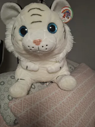 Peluche Tigre Blanco Ojos Azules