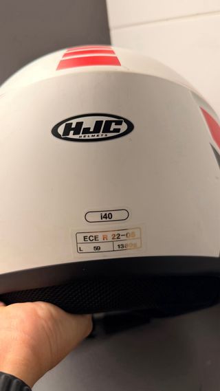 Casco HJC i40 Camet Blanco y Rojo Talla L NUEVO