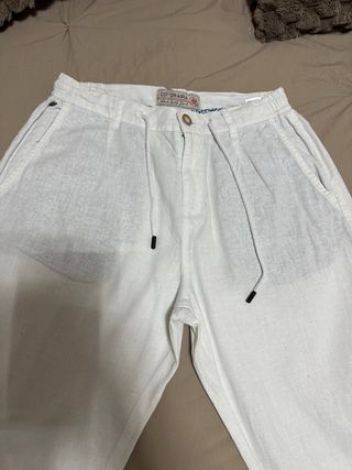 Pantaloni uomo lino bianchi tg. M