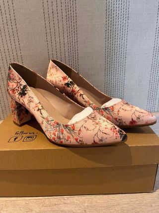 Zapatos y Bolso Mimao Florales Raso