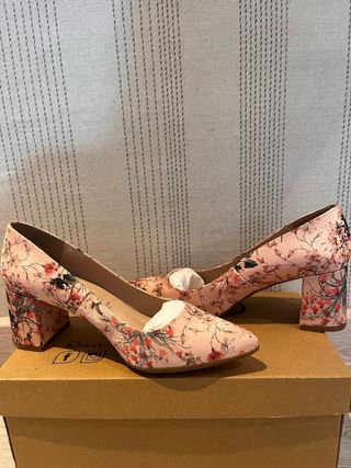 Zapatos y Bolso Mimao Florales Raso