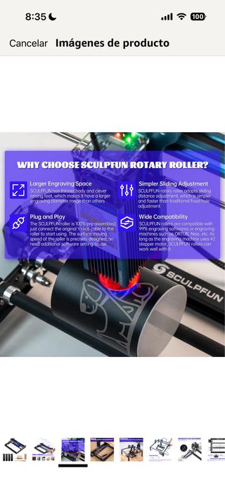 SCULPFUN Rodillo Grabador Láser Giratorio