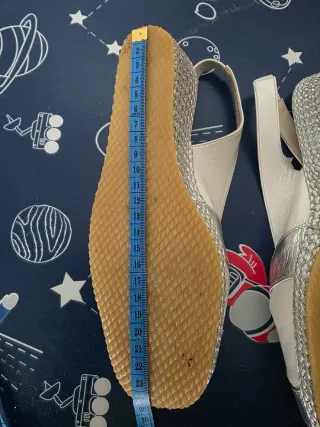 Sandalia Cuña Piel Talla 40 Beige/Plata