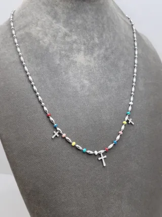 Gargantilla Acero Quirúrgico Cruz Multicolor