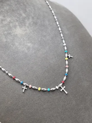 Gargantilla Acero Quirúrgico Cruz Multicolor