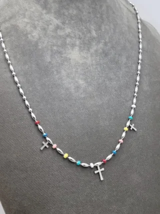 Gargantilla Acero Quirúrgico Cruz Multicolor