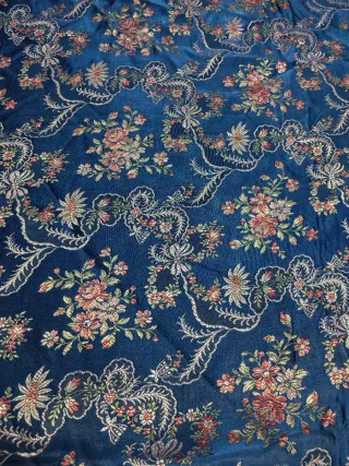 Colcha de seda floral azul , Rfr 099