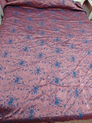 Colcha de seda floral azul , Rfr 099