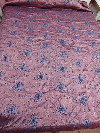 Colcha de seda floral azul , Rfr 099