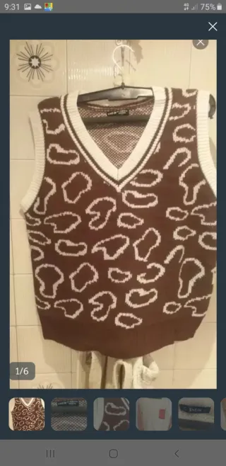 Chaleco SHEIN estampado marrón y blanco.y Jersey