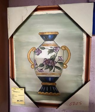 Cuadro Jarrón Flores Moradas Dorado