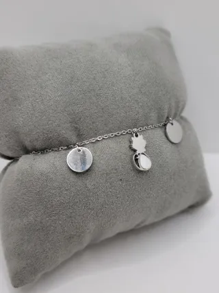 Pulsera gato acero quirúrgico nacar