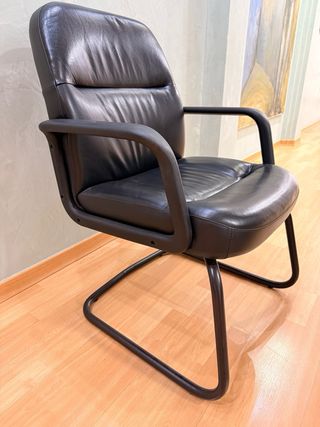 Pack 6 Sillas de oficina cuero negras robustas