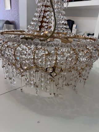 Lámpara de cristal dorada colgante