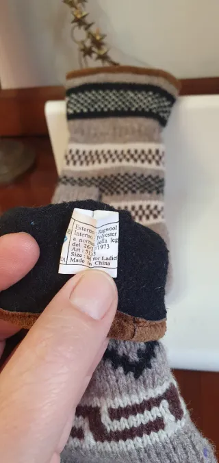 Guanti lana pile stile etnico