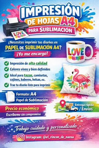 Servicio de impresión de papel para sublimación A4