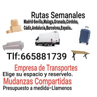 Transportes 50% dto. madrid,sevilla,malaga rutas