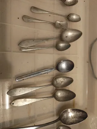 Lote cubiertos antiguos metal