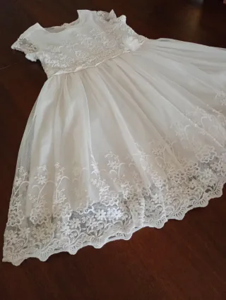 Abito in pizzo bianco latte bimba 6 anni