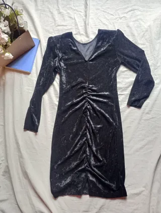 Mini abito velluto nero made in Italy