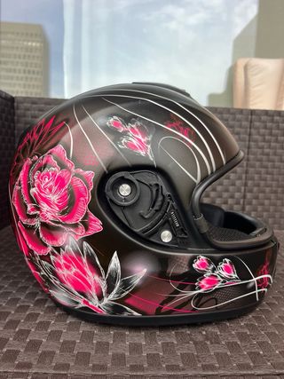 Casco de Moto Premier Negro y Rosa