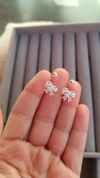 Pendientes lazo plata