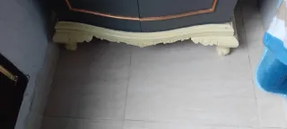 2 mesitas noche antiguas azul y dorado