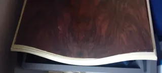 2 mesitas noche antiguas azul y dorado