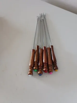 Set 6 forchettine fonduta manico legno