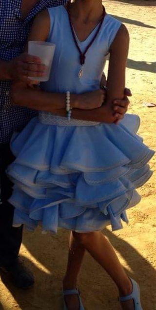 Traje de flamenca niña azul