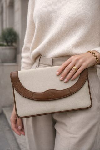 Christian Dior Bolso Clutch Beige y Marrón