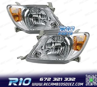 FAROS PARA TOYOTA HILUX VIGO PICK-UP 05-11 FONDO CROMO