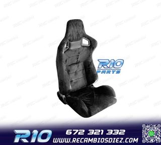 KIT ASIENTO DEPORTIVO SEMI BAQUET LOOK RS ALCÁNTARA NEGRA