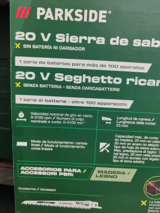Sierra de sable Parkside 20V