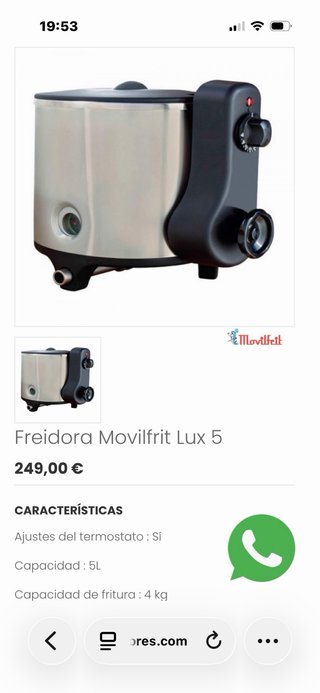 MOVILFRIT Lux 5 Freidora con sistema aceite-agua