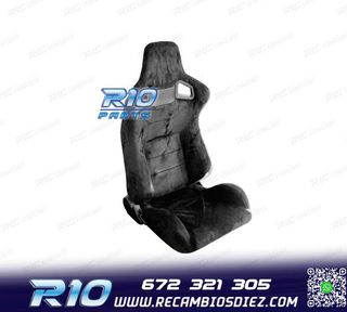ASIENTO DEPORTIVO SEMI BAQUET ESTILO RS ALCÁNTARA NEGRA
