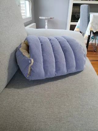Cama Cueva para Gatos Azul y Beige