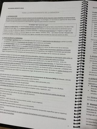 Apuntes Psicología de la Memoria