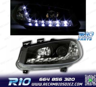 FAROS RENAULT MEGANE 02-05 LUZ DIURNA LED FONDO NEGRO