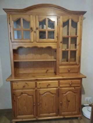 Mueble comedor madera y cristal