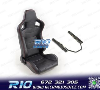 ASIENTO DEPORTIVO SEMI BAQUET ESTILO RS CARBONO NEGRO Y CORR