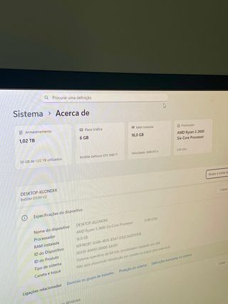 Computador Gaming Ryzen 5 2600 e GTX 1660ti