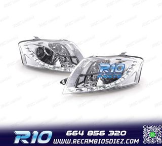 FAROS AUDI TT 98-05 LUZ DIURNA LED FONDO CROMO
