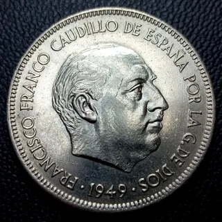 BAY0 1. 1949 *49. España. 5 pesetas. EBC+