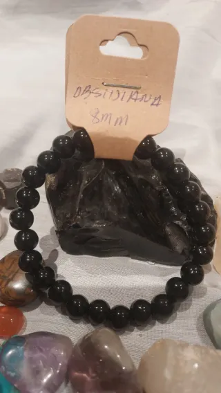 Pulsera Piedra Natural Obsidiana 8mm