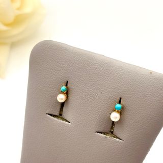 Pendientes bebe oro 18kt perla y turquesa