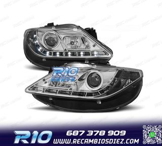 FAROS SEAT IBIZA 6J 08-12 LUZ DIURNA LED FONDO CROMO